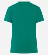 Remera básica de manga corta y cuello redondo, confeccionada en algodón de color celeste.