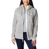 Campera Columbia con capucha, forrada en sherpa, con cierre frontal y bolsillos laterales.