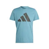 Remera de running Adidas color celeste con logo de la marca en gris oscuro. Confeccionada en tejido jacquard elástico con tecnología AEROREADY.