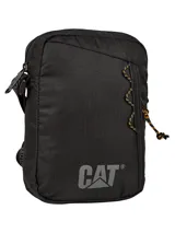 Bolso bandolera unisex CAT Explorer Shoulder Bag, color negro, con logo estampado en gris. Cuenta con un compartimento principal con cierre y un bolsillo frontal con cierre. Correa ajustable para el hombro.