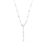 Collar en Y plateado con cadena fina y dije colgante con circonias y perlas de cristal Swarovski.