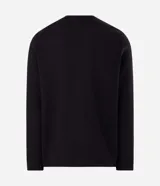 Remera de manga larga texturizada color negro, con cuello redondo y diseño clásico, confeccionada en mezcla de algodón y poliéster.