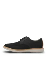 Zapato de estilo casual Hush Puppies, modelo Bangu, con diseño híbrido que combina cuero en el talón y laterales con un tejido técnico transpirable en la parte frontal. Cuenta con cierre de cordones y una suela de EVA clara con tecnología Comfort Flex.