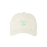 Gorra de visera curva Rip Curl Search Icon, color beige, con bordado frontal en tono verde menta.