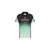 Camiseta deportiva de manga corta Casablanca, con diseño degradado en tonos negro y verde menta, cuello tipo polo y detalle de estampado con el logo de la marca en el pecho.