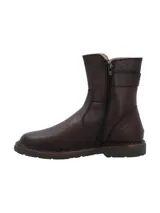 Botín de cuero marrón RKF modelo Apulia, con puntera redonda, caña media y detalle de hebilla metálica ajustable en el lateral superior.