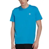 Remera de algodón celeste con cuello redondo y logo de Adidas bordado en blanco en el pecho.