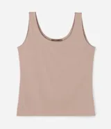 Musculosa de poliamida blanca, de corte ajustado, con escote en U y tirantes anchos.