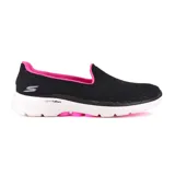 Zapatilla deportiva Skechers GOwalk 6 Big Splash, color negro, sin cordones, con capellada de malla, plantilla Air-Cooled Goga Mat, media suela Ultra Go y tecnología Hyper Pillar.