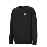 Buzo negro de algodón con cuello redondo, puños y cintura acanalados. Logo de Puma estampado en el pecho.
