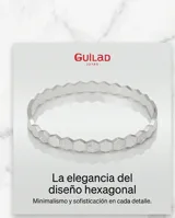 Esclava rígida de acero con diseño de eslabones hexagonales alternados, algunos lisos y otros con incrustaciones de circonias.