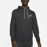 Canguro Nike de frisa gris oscuro con capucha y cordones blancos. Logo de la marca bordado en el pecho.