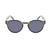 Lentes de sol INVU modelo IB22458B, con montura redonda color verde oliva y negro, y lentes polarizadas.