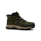 Bota de trekking Hi-Tec modelo Adriel, diseñada para actividades al aire libre. Presenta un diseño robusto en color marrón con detalles en negro y naranja. Cuenta con tecnología impermeable y plantilla con memoria para mayor confort.