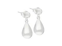 Caravanas colgantes de plata 925 con diseño de gota lisa y cierre de perno.