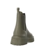 Botas de lluvia Miss Carol Vani color verde oliva, estilo Chelsea, con elástico lateral y suela track.