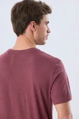 Remera lisa de manga corta y cuello redondo, color gris oscuro, de calce cómodo con pequeño logo bordado en el pecho.