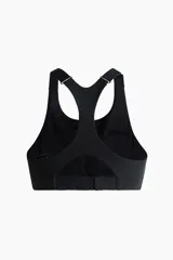 Top deportivo negro con tecnología ShapeMove y DryMove, de alto soporte, con copas forradas con relleno extraíble, breteles anchos ajustables y espalda nadadora de corte olímpico.