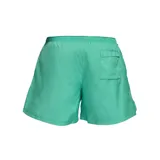 Short de baño color verde agua con cintura elástica ajustable con cordón blanco y logo de Nike bordado en blanco en la pierna derecha.