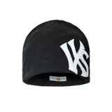 Gorro tipo beanie de tejido waffle color negro, con logo bordado en color blanco en el lateral.