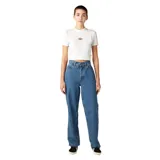 Remera blanca de corte cropped con logo de Dickies bordado en el centro del pecho.