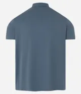 Camisa polo masculina de manga corta, confeccionada en tejido técnico de poliamida con elastano. Presenta cuello inglés con cierre de botones, diseño minimalista y tecnología de secado rápido con efecto de frescor al tacto.