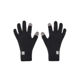 Guantes Under Armour Halftime color negro, de punto, con diseño táctil en las puntas de los dedos índice y pulgar en color gris y parche con logo de la marca en el puño.