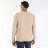 Buzo liso de felpa francesa en color beige, con cuello redondo y diseño clásico de manga larga.