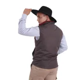 Chaleco negro de microfibra impermeable con interior de polar y cierre frontal.