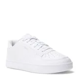 Championes Puma Caven 2.0 de cuero sintético blanco con detalles en gris y celeste.