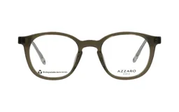 Armazón para lentes de acetato color gris cristal con forma redonda.