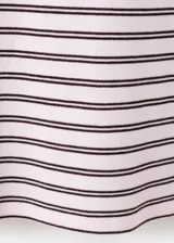 Camiseta de manga corta y cuello redondo con diseño a rayas horizontales en color rosado y marrón.