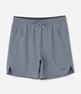 Bermuda deportiva Get Over de tejido ripstop, color gris, con cintura elástica, cordón ajustable, bolsillos laterales con cierre y estampa localizada.