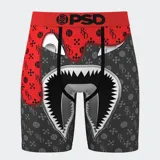 Calzoncillos bóxer estampados con diseño de boca de tiburón y logo de la marca en la cintura.