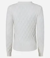 Blusa de manga larga de tricot color blanco, con textura geométrica en relieve, hombreras y cuello redondo, de la marca Cortelle.