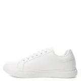 Championes urbanos de diseño minimalista, color blanco, con cierre de cordones y suela de goma texturizada.