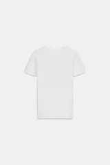 Camiseta de algodón en color blanco, con cuello redondo y manga corta, de corte regular fit.
