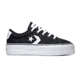 Championes Converse Star Replay Platform Ox negros con detalles en blanco, plataforma y logo de estrella en el lateral.
