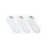 Pack de tres pares de medias Nike Everyday Cushion Low, color blanco con logo negro.