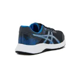 Championes Asics Raiden 3 de running para hombre, en color gris oscuro con detalles en azul eléctrico y blanco. Capellada de malla transpirable con soportes sintéticos y suela de goma con amortiguación.