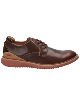 Zapato de cuero lustrado marrón oscuro Rockford modelo Tiergarden, con cordones del mismo color, detalles en cuero marrón claro en el talón y suela liviana de EVA en tono ladrillo con tecnología Honey Foam.