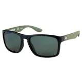 Lentes de sol Cat modelo Yarder con montura cuadrada color negro y patillas color verde oliva con textura táctil. Cuentan con cristales polarizados con protección UVA+B.