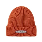 Gorro de lana tejido color ladrillo, con logo de la marca Rip Curl bordado en el frente.