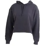 Canguro corto negro de algodón con capucha y cordones ajustables.