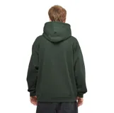 Canguro verde oscuro con capucha y bolsillo delantero. Estampado amarillo con el logo de Thrasher y Anti Hero en el pecho.