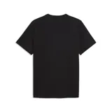 Remera Puma ESS Elevated de manga corta y cuello redondo, color negro, con diseño liso y un pequeño logo bordado en el pecho.