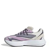 Championes Adidas Light Blaze con tecnología Lightstrike, diseño en capas con malla y gamuza en tonos blanco, gris y violeta, con suela blanca robusta.