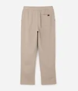 Pantalón de corte recto confeccionado en tejido de algodón y poliéster, con cintura elástica, cordón de ajuste y bolsillos laterales.