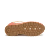 Championes Cat modelo Ventura, con diseño de paneles en tonos coral, naranja y crema. Presenta una combinación de texturas en gamuza y tela, con suela de goma dentada y logo de la marca en el lateral.