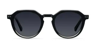 Lentes de sol Achawen All Black con montura geométrica en relieve y lentes polarizadas negras.